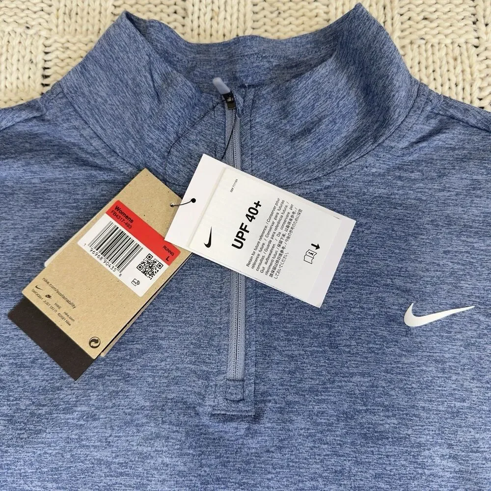 Nike Swift Dri-FIT 1/4 Zip Running Top Women’s Large Blue UPF 40+ NWT